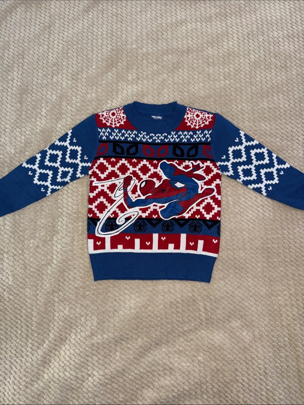 Marvel  Blue & Red Spider-Man Graphic Crewneck Sweater - Men's